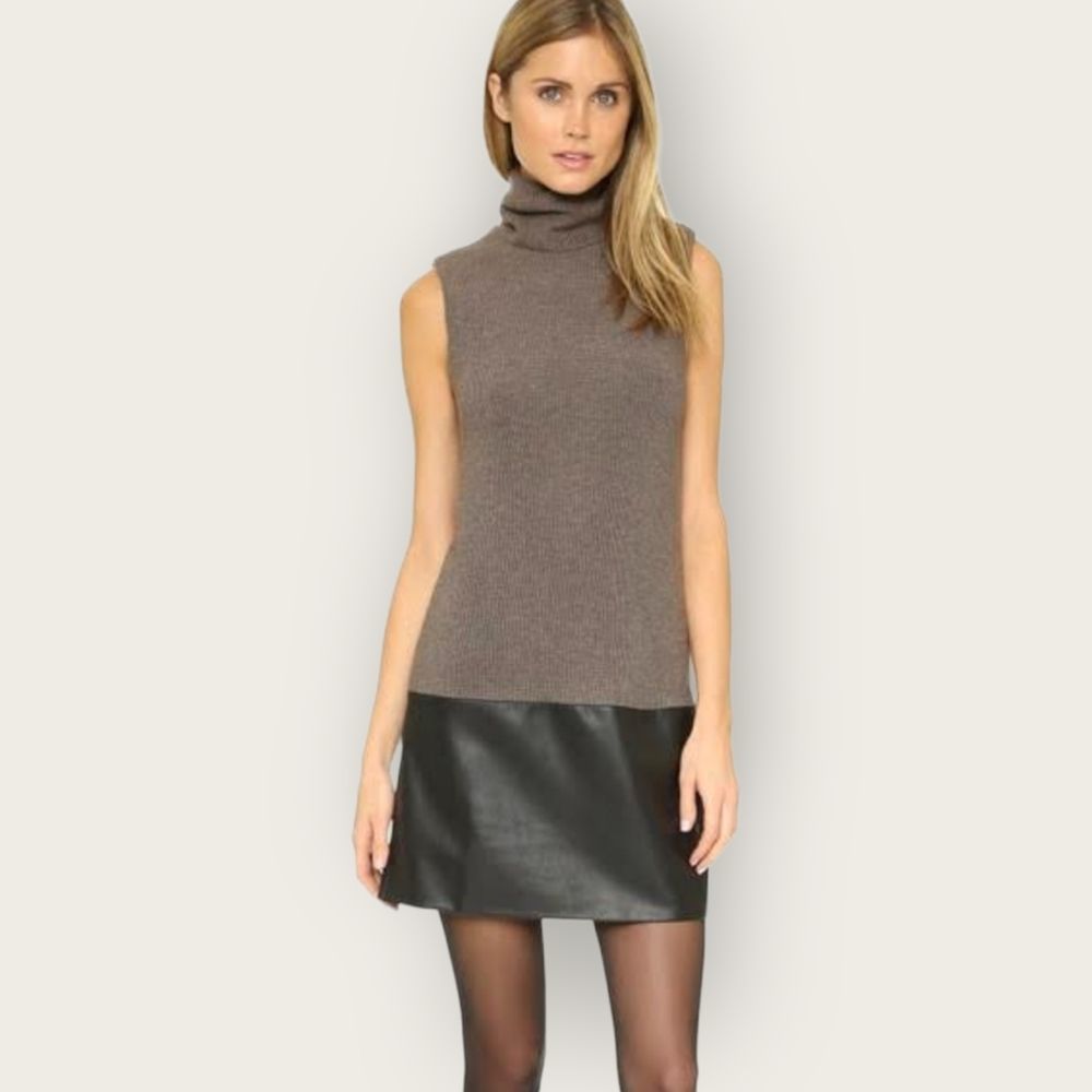 Bailey 44 Taupe and Black Turtleneck Mini Dress